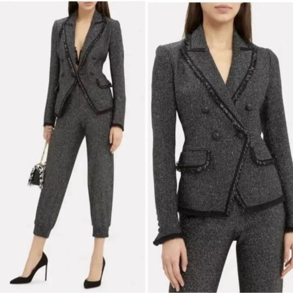 Veronica Beard Jackets & Blazers - Veronica Beard Frisco tweed Dickey blazer black metallic fringe coat size 2.